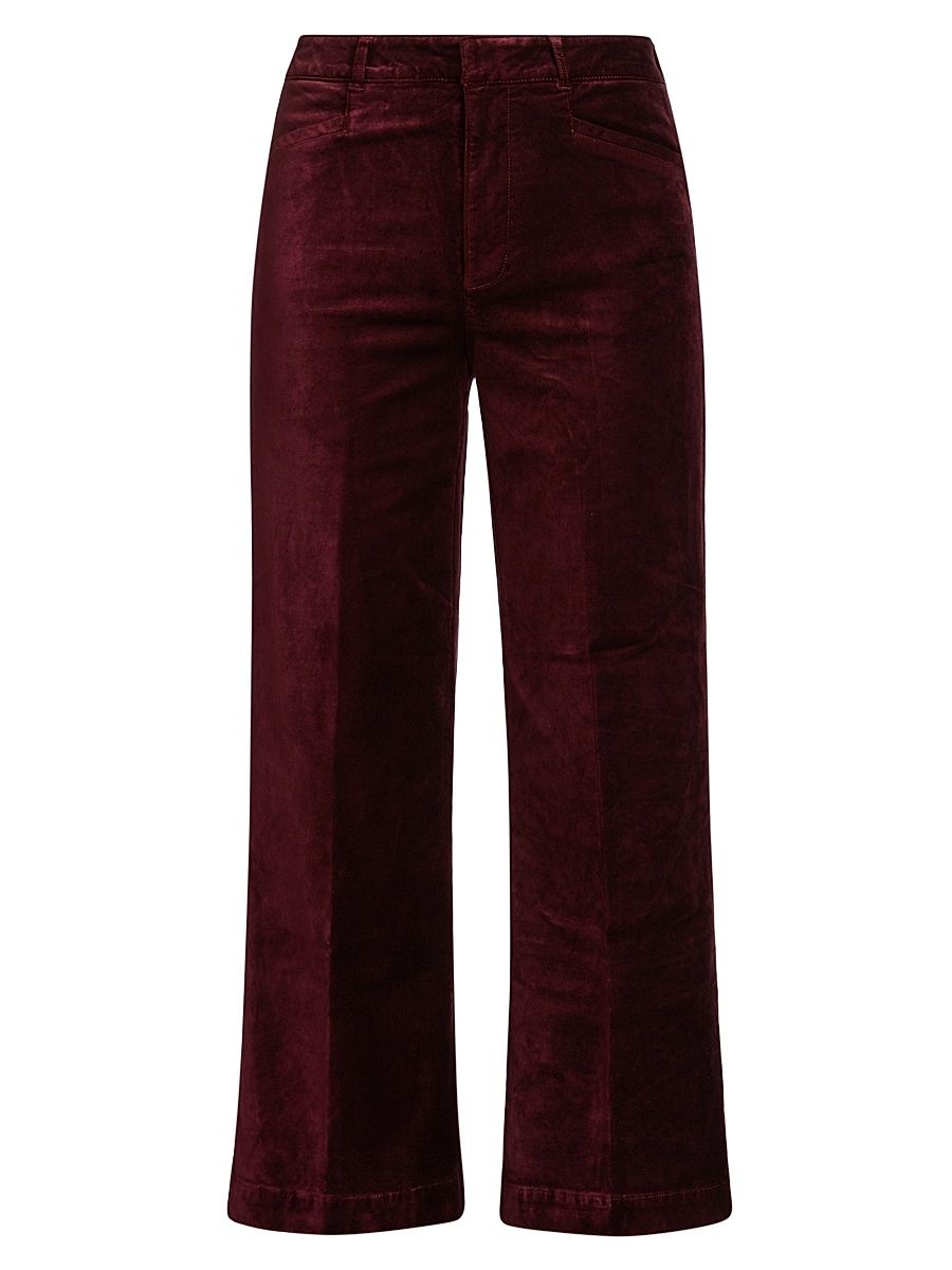 Women's Anessa Cotton-Blend Velvet Crop Pants - Dark Oxblood - Size 28