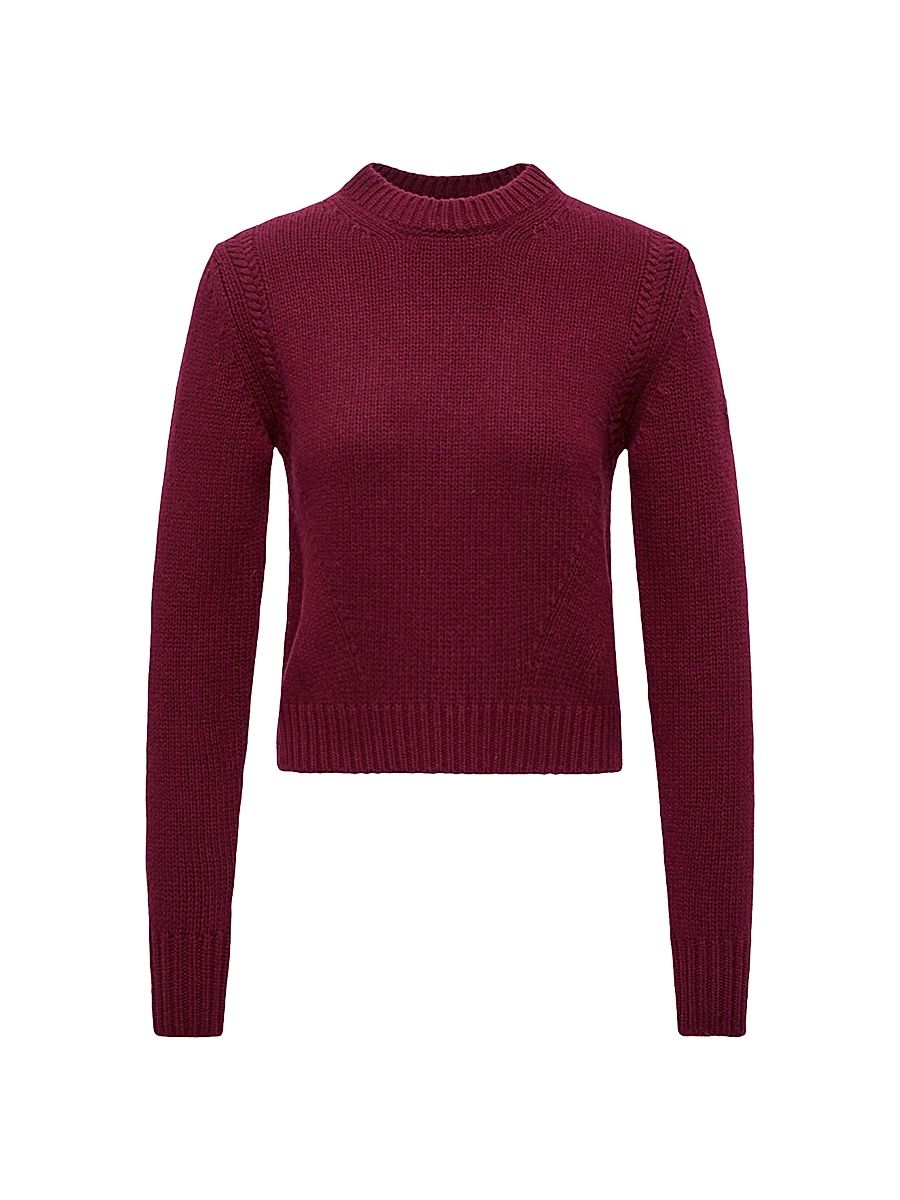 Women's Crew Neck Sweater in Wool and Cashmere - Burgundy - Size XL