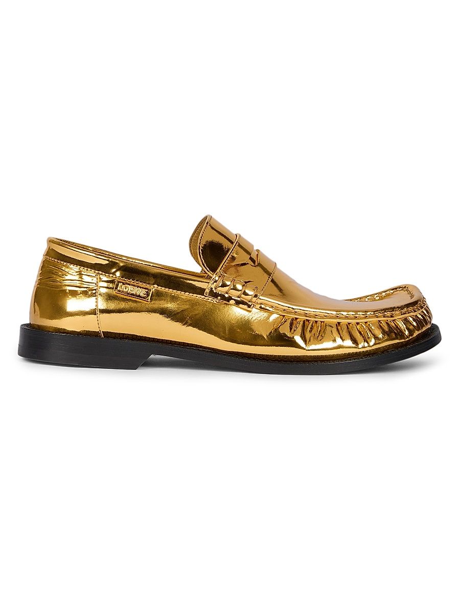 Women's Campo Metallic Leather Penny Loafers - Gold - Size 11