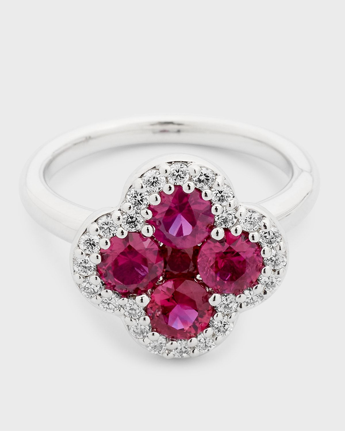 18K Ruby and Diamond Flower Ring, Size 6.75, 2.31tcw