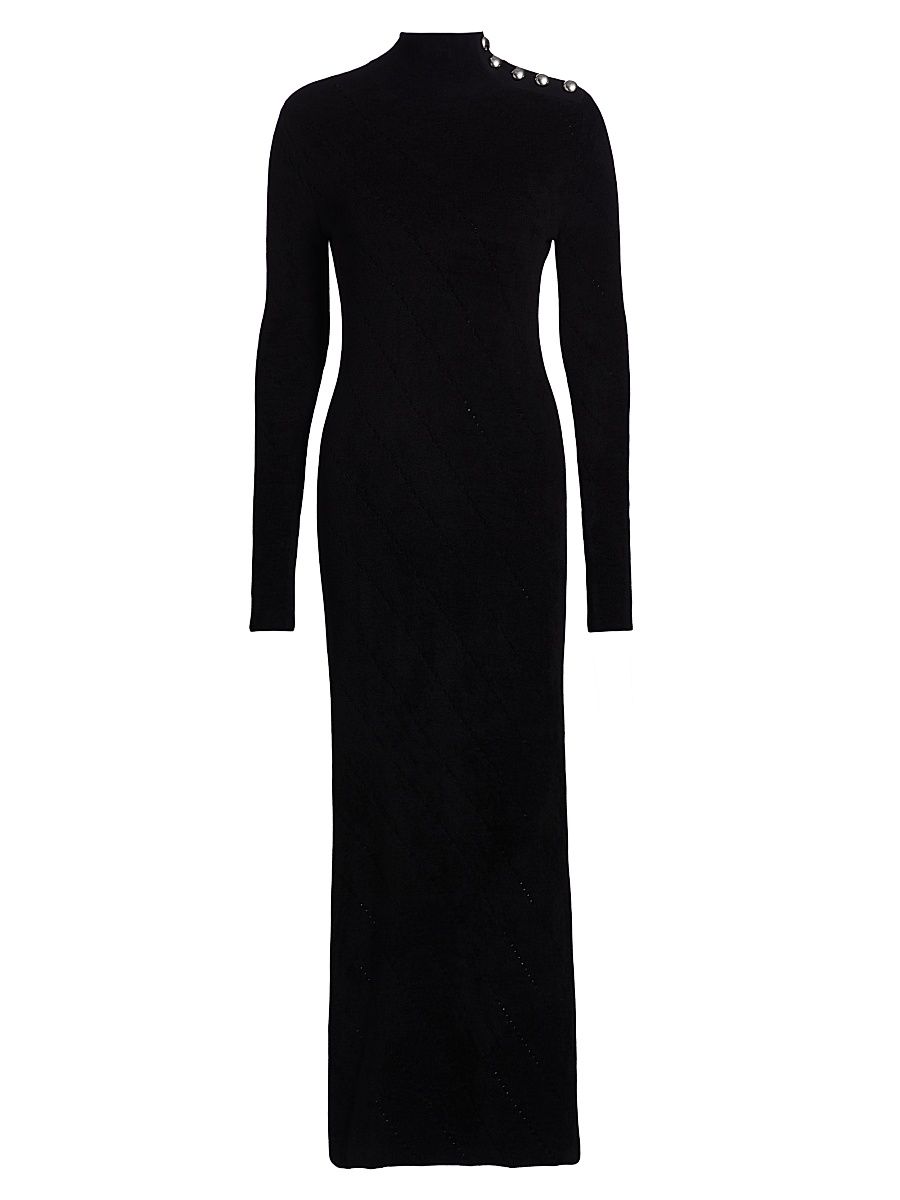 Women's Jude Chenille Long-Sleeve Maxi Dress - Black - Size XS