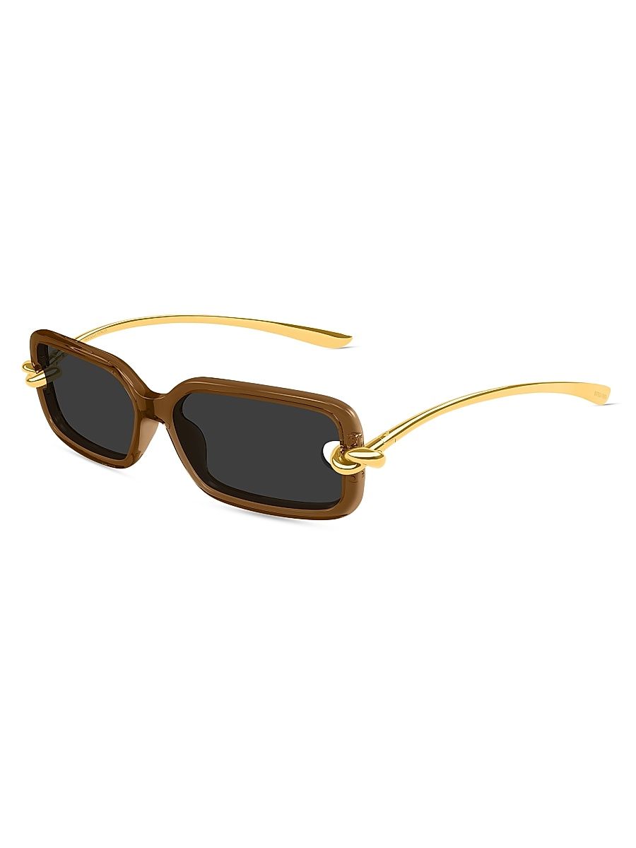 Women's Knot 56MM Rectangular Sunglasses - Gold Brown Black