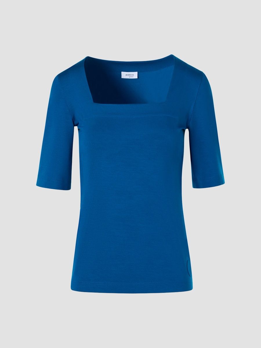 Akris punto Women's Fitted Jersey Square Neck T-Shirt - Uranus - Size 16