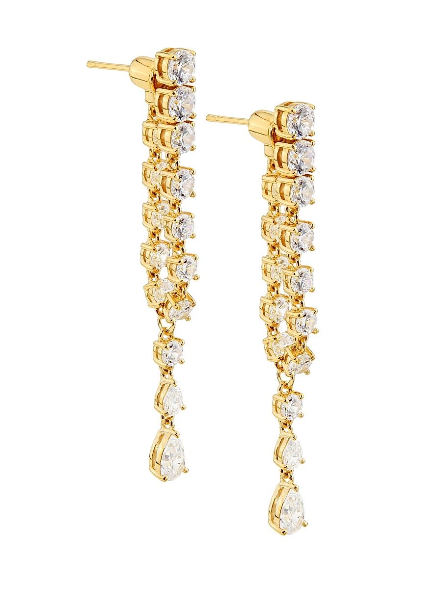 Women's Perfect Cubic Zirconia Tennis Swag Earrings - Gold