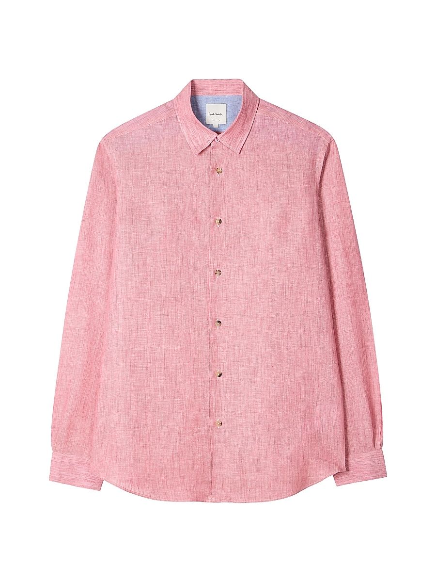 Men's Regular-Fit Linen Shirt - Powder Pink - Size XL