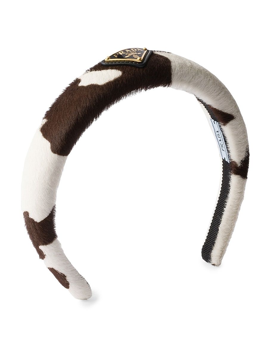 Women's Printed Leather Headband - White