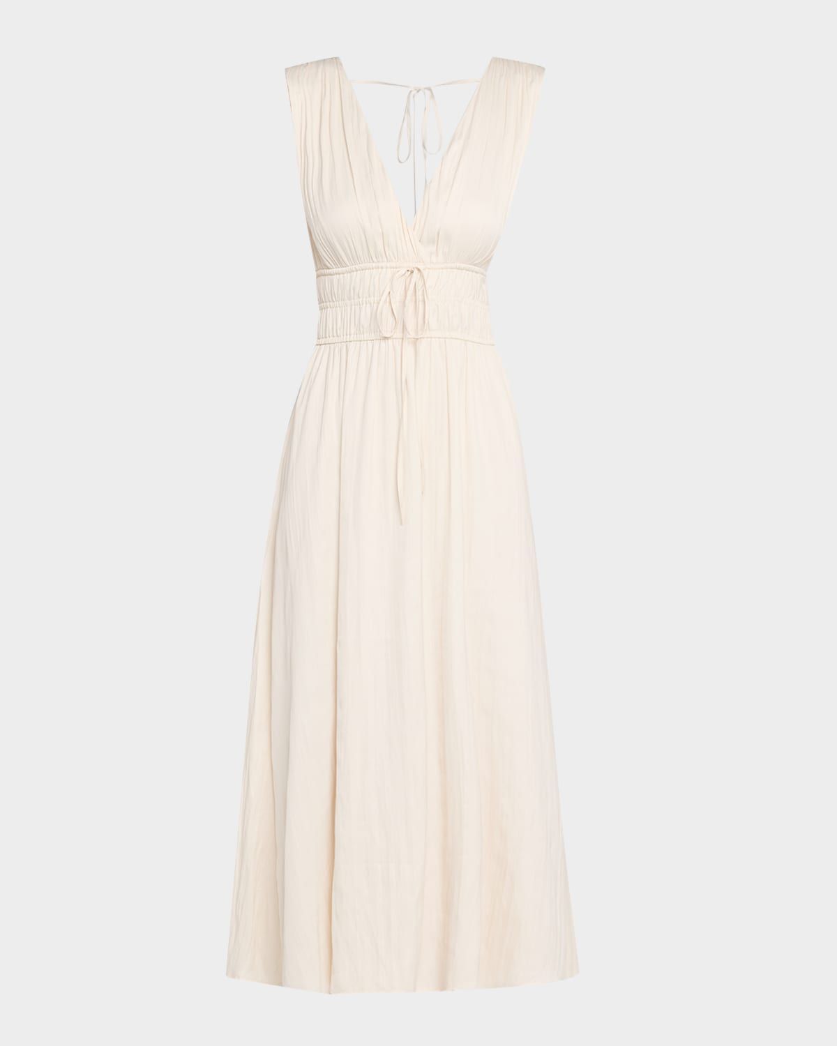 Lilith Shirred Drawstring Midi Dress