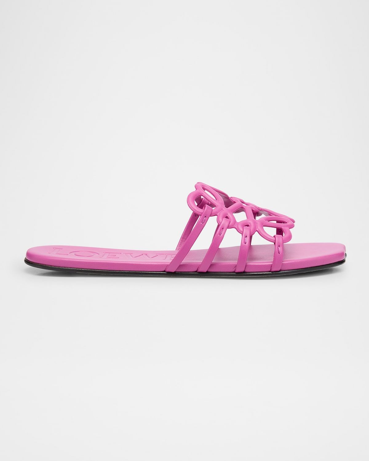 Petal Leather Anagram Slide Sandals