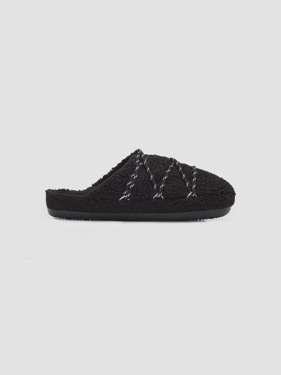 Moon Boot Men's Teddy Slippers - Black - Size 6