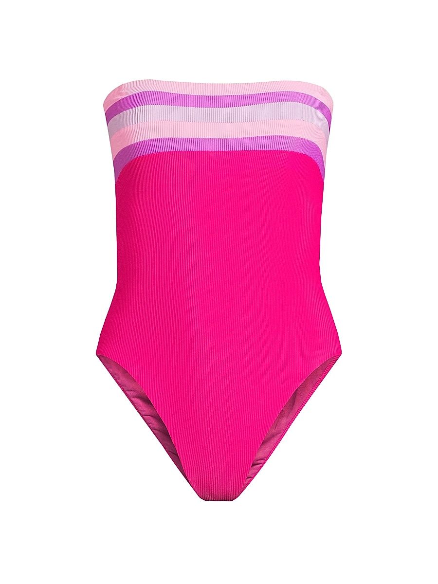 Women's Jessa Strapless One-Piece Swimsuit - Raspberry Colorblock - Size Large