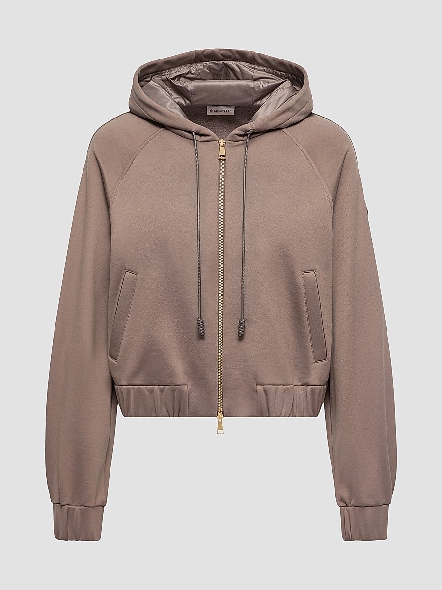 Women's Zip-Up Cardigan in Technical Fleece - Taupe - Size XL