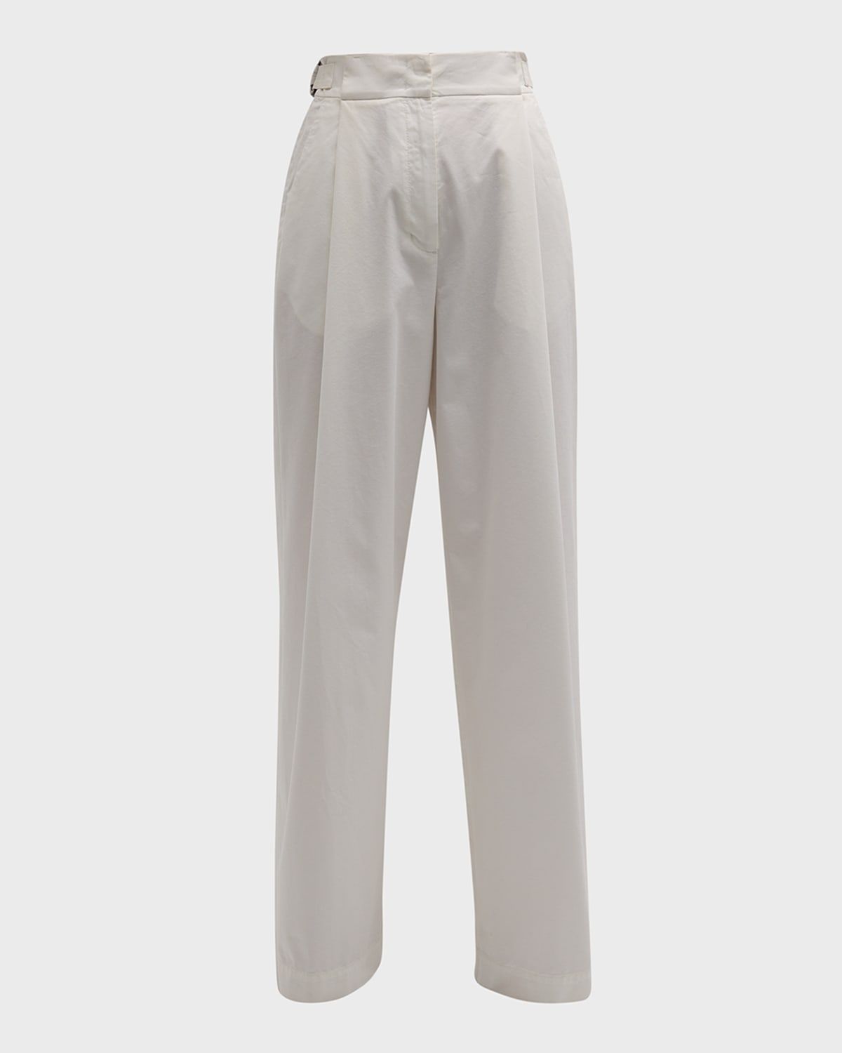 Pleated High-Rise Wide-Leg Chino Pants