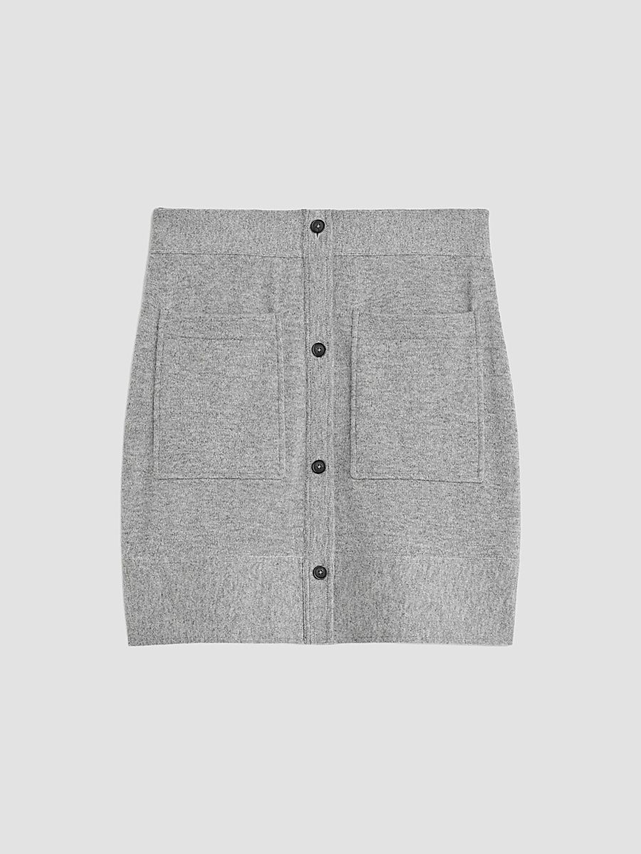 Toteme Women's Buttoned Cashmere Mini Skirt - Light Grey Melange - Size XL