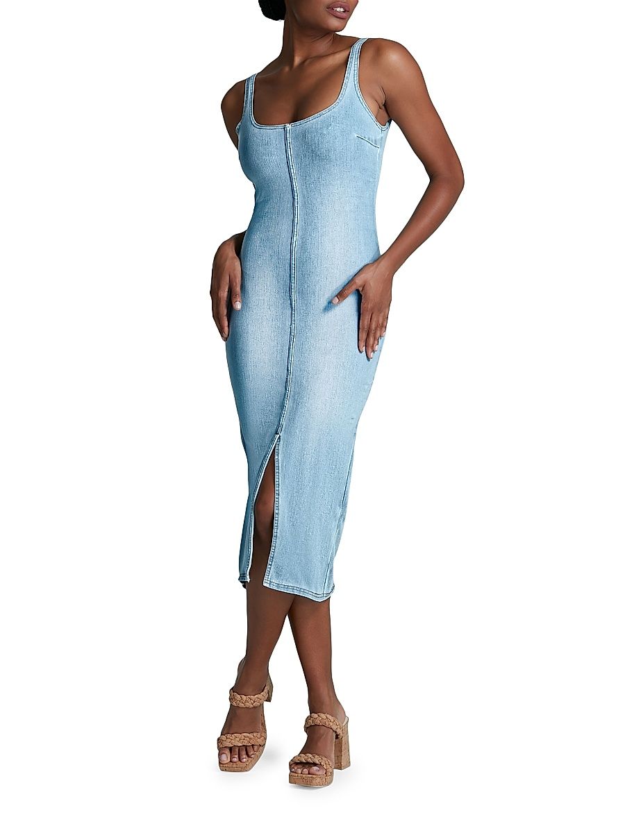 Women's Do It All Denim Midi-Dress - Washed Indigo - Size Medium