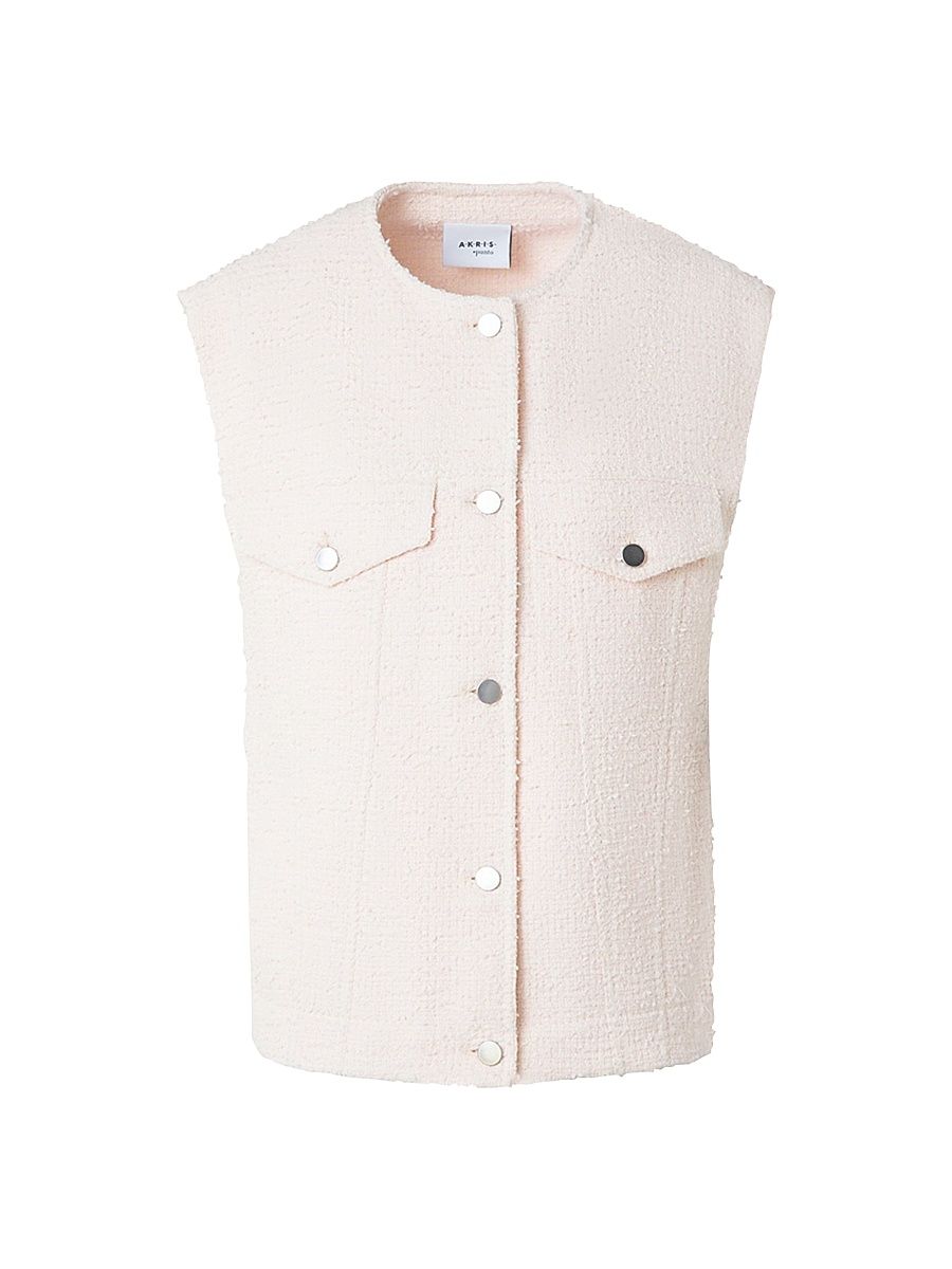 Women's Bouclé Tweed Gilet - Pink - Size 10