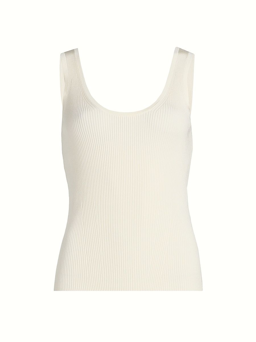Women's Scoopneck Rib-Knit Tank - Parchment - Size 8