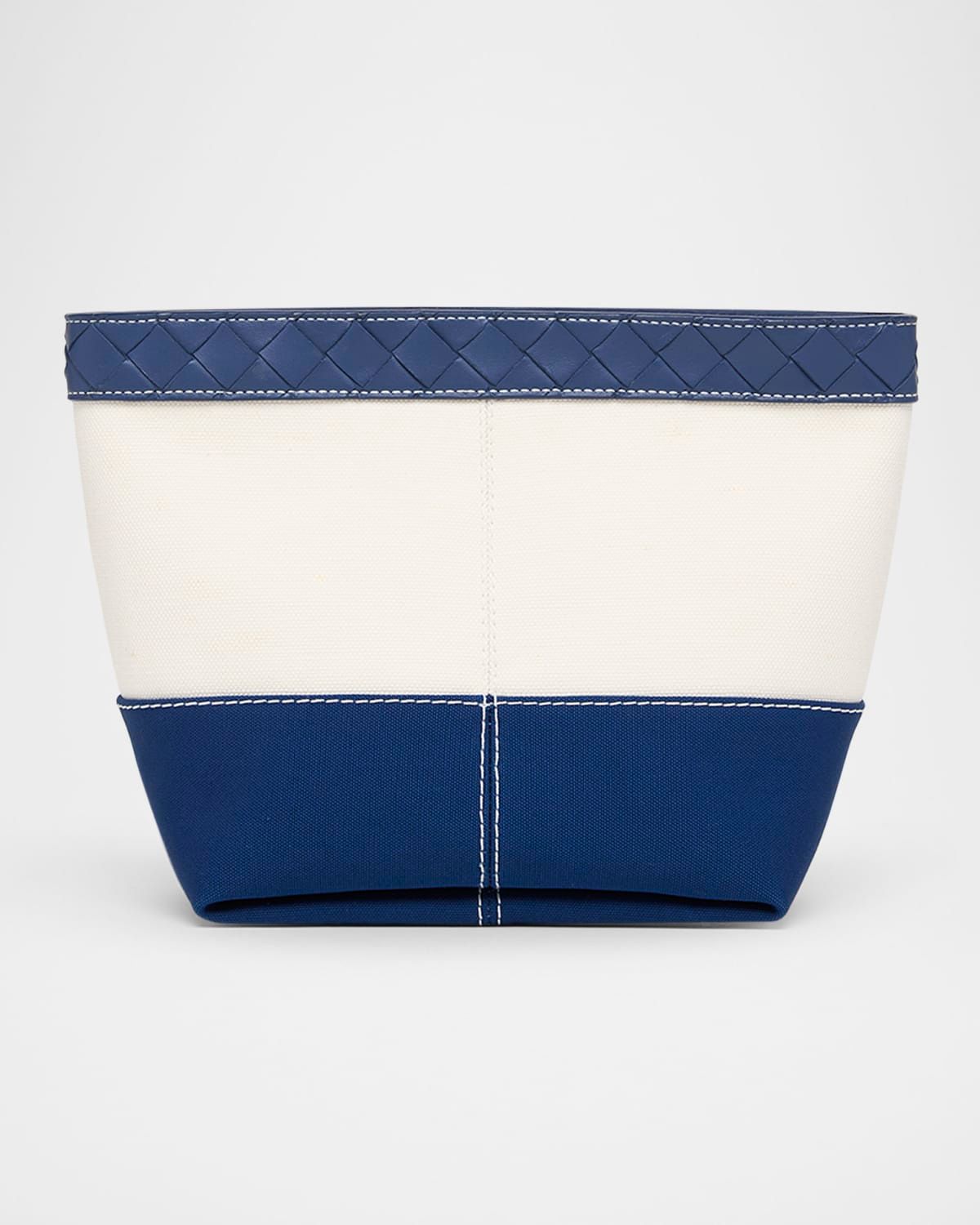 Leather-Trim Canvas Pouch Bag