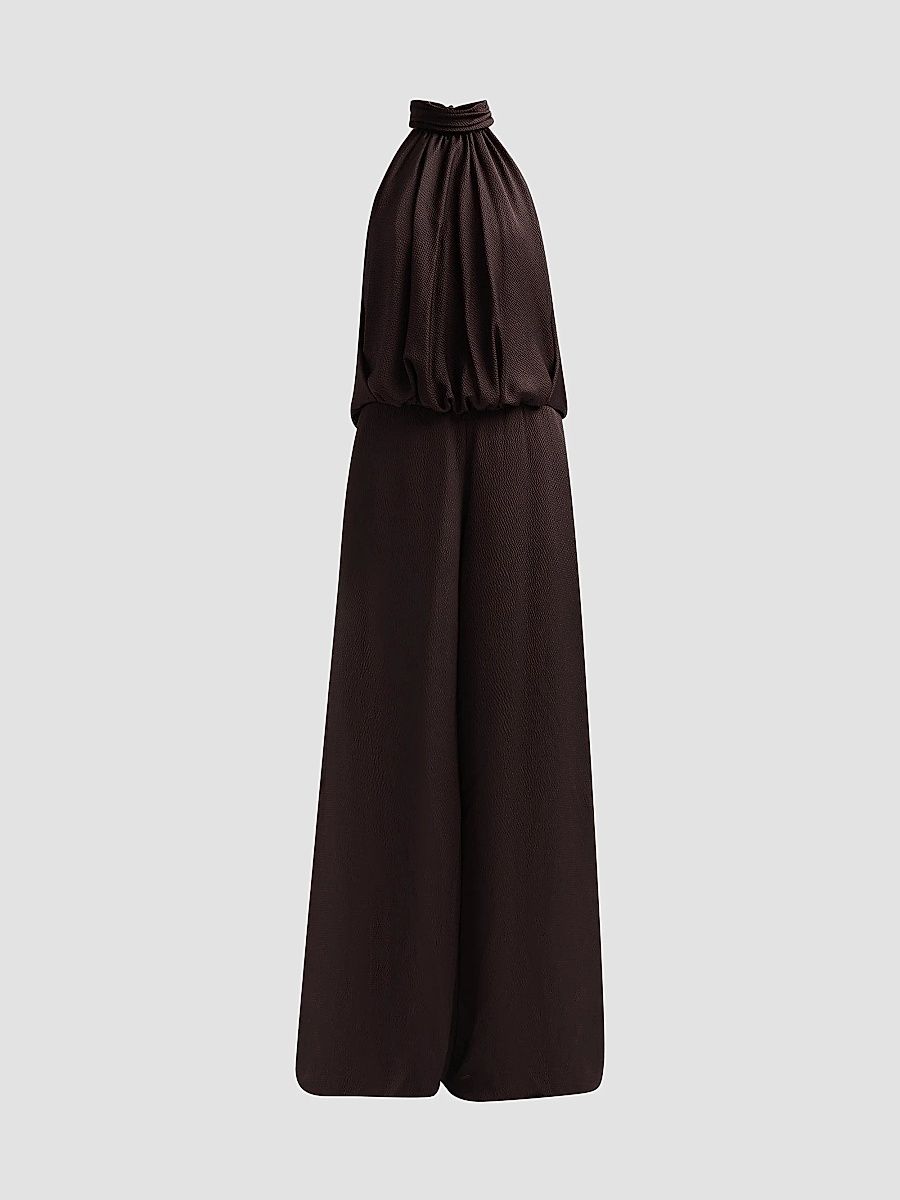 Women's Blouson Halterneck Jumpsuit - Raisin - Size 16