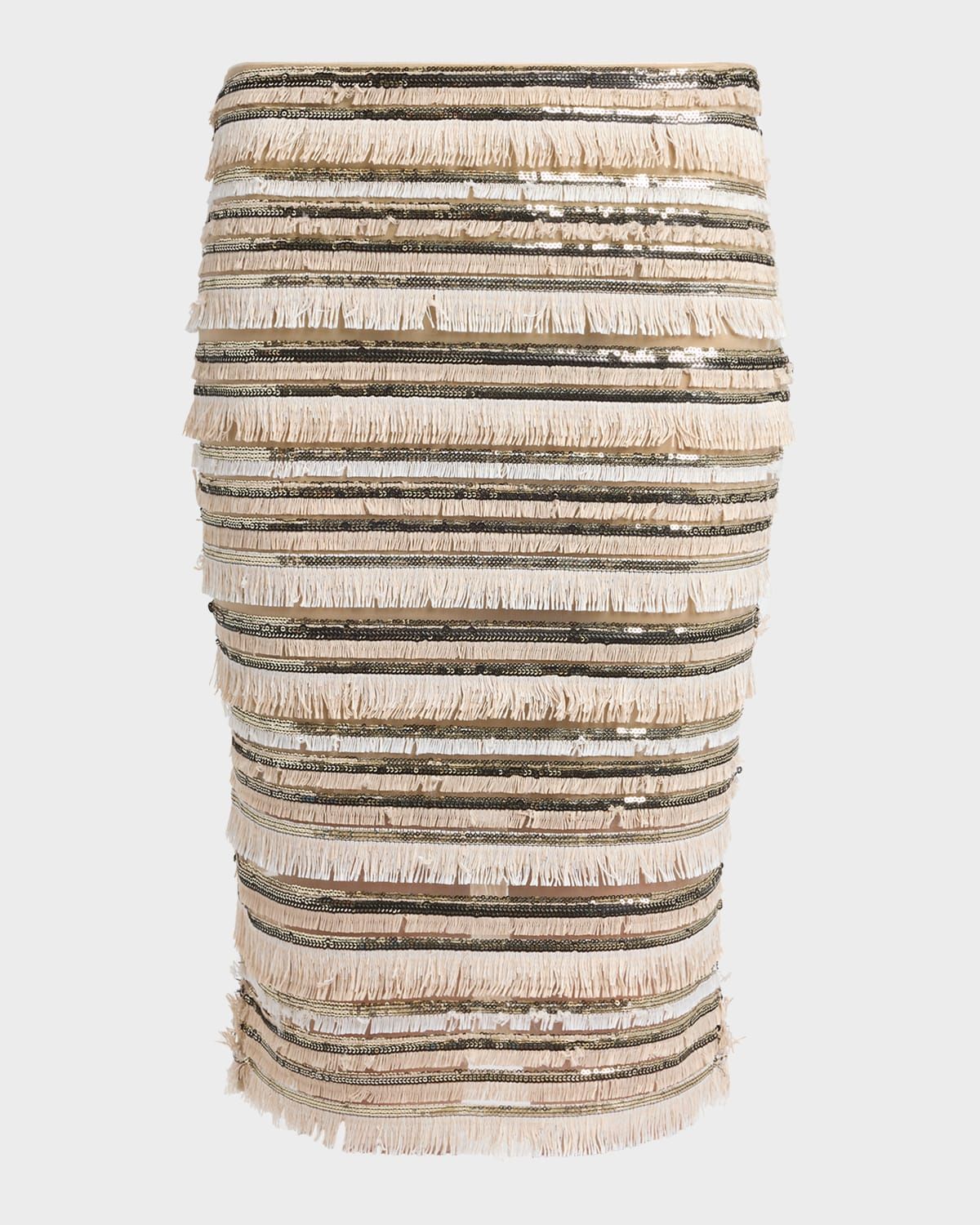 Sequined Fringe Pencil Skirt