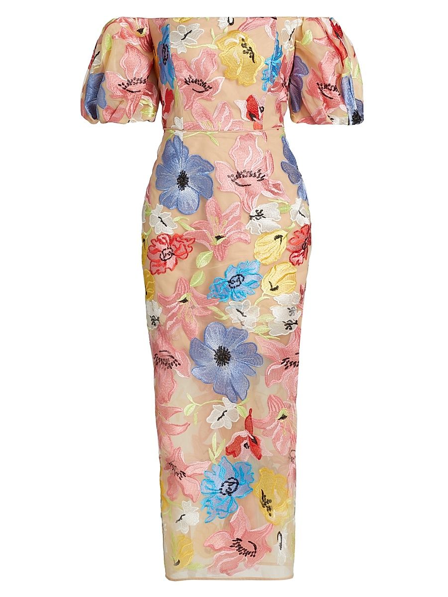 Women's Nira Floral Off-the-Shoulder Cocktail Dress - Size 12