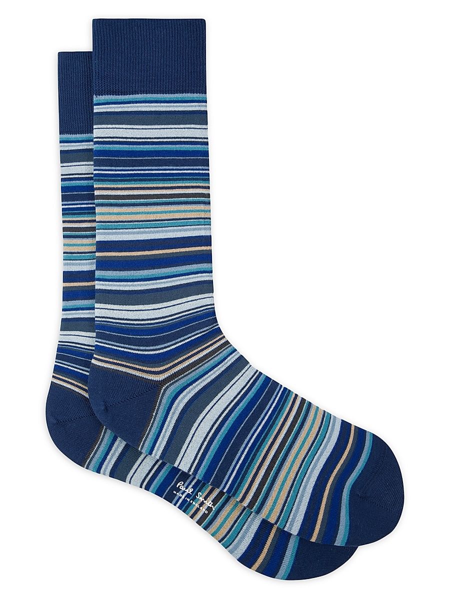 Men's Rainbow Multistripe Socks - Blue