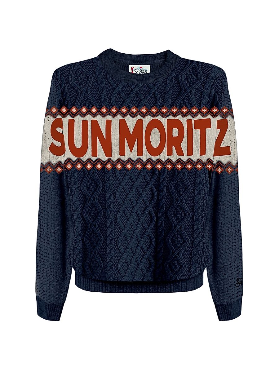Men's Bergen Sun Moritz Basle-Knit Sweater - Blue - Size Small