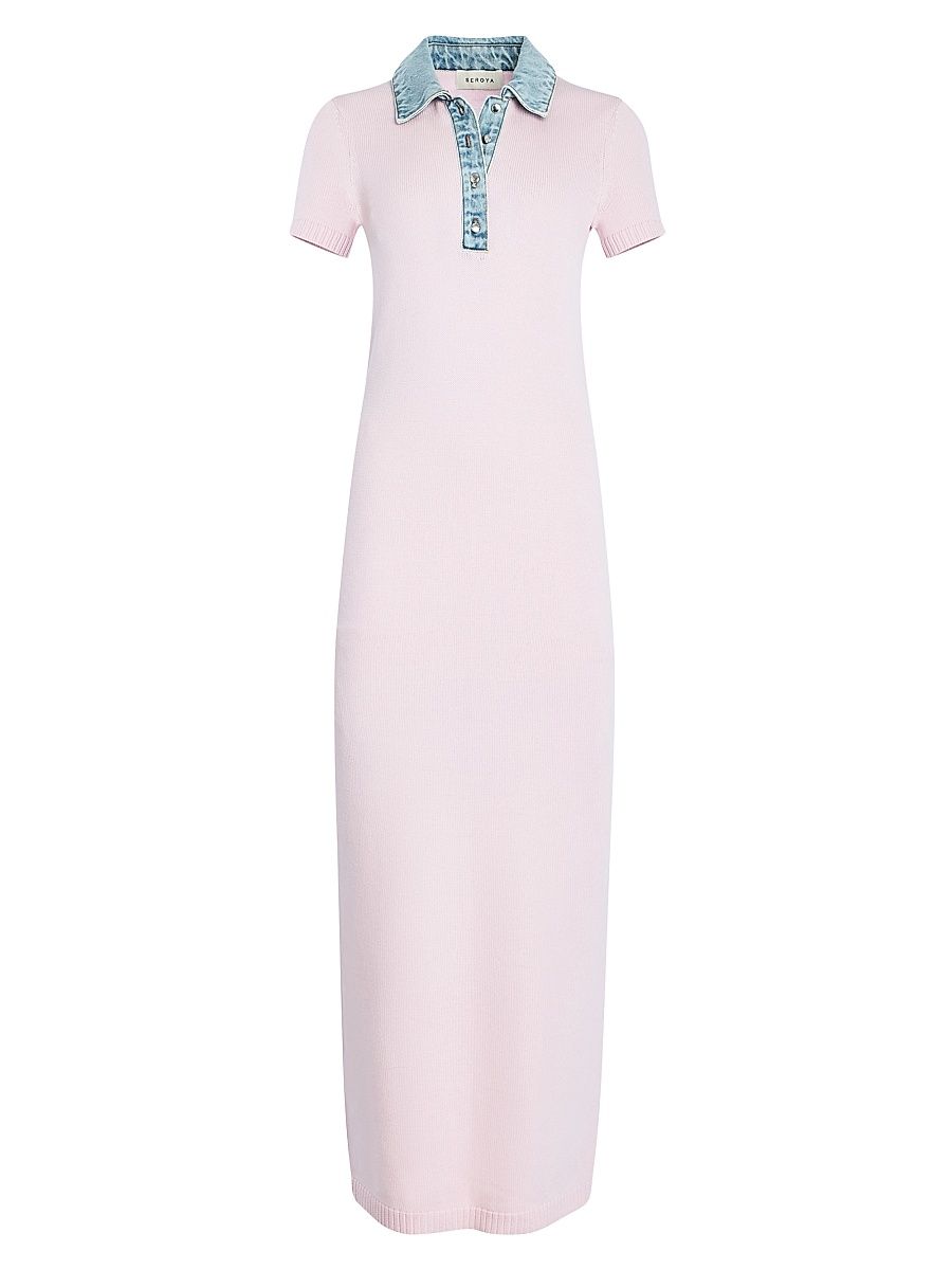 Women's Reye Knitted Maxi Polo Dress - Petal Pink Coast - Size XL