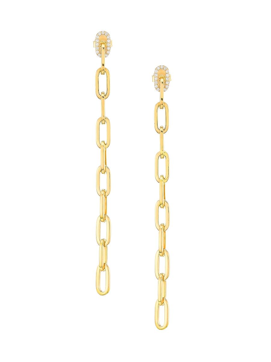 Women's Navarra 18K Yellow Gold & 0.21 TCW Diamond Long Chain Drop Earrings - Yellow Gold