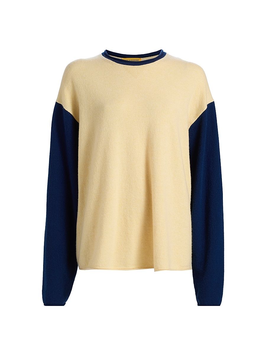 Women's Cashmere Oversized Baseball Sweater - Butter Navy - Size XXS