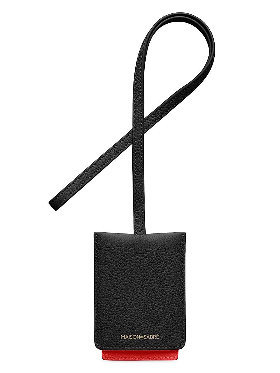 Leather ID Lanyard Holder - Rouge Noir