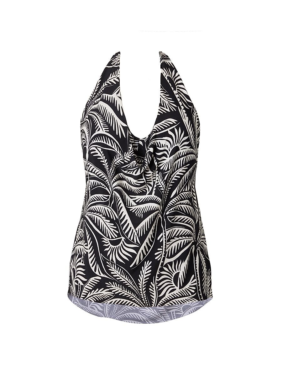 Women's Hearts Of Palm Sophie Tankini Top - Black Multi - Size 16