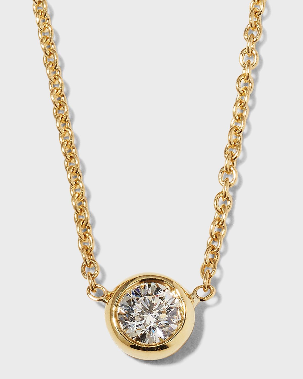 18K Gold Single Diamond Bezel Necklace