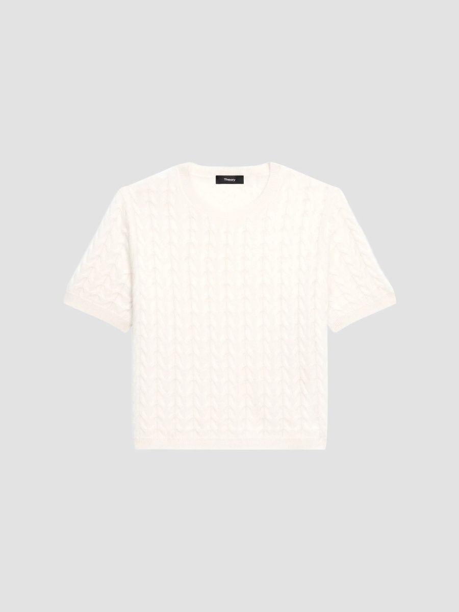 Theory Women's Airy Wool-Cashmere Boxy Sweater - Ivory - Size Large
