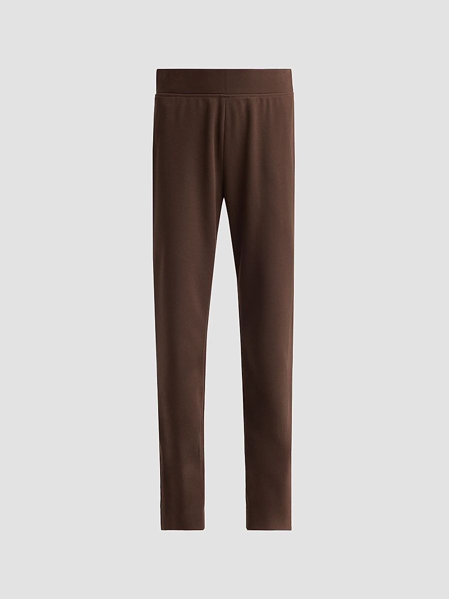 Ming Wang Women's Deco Crepe Straight-Leg Pants - Dark Umber - Size XL