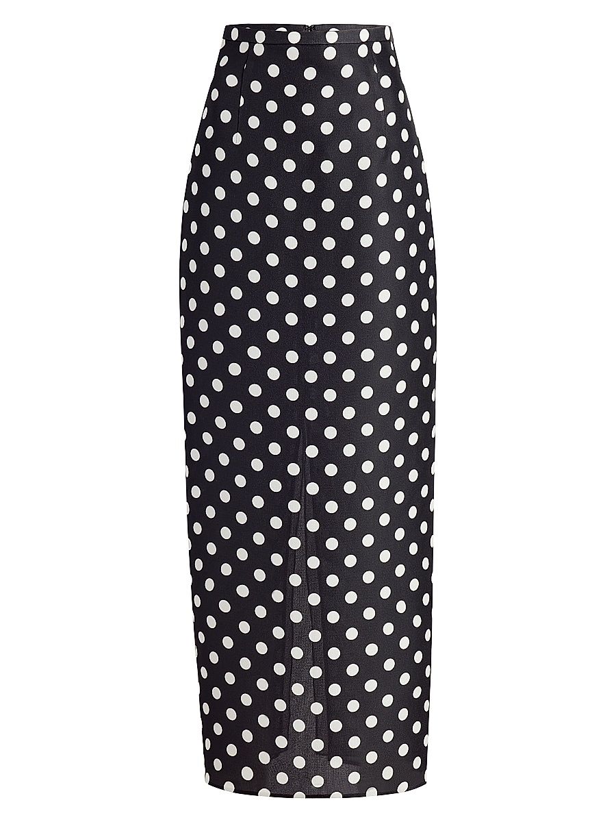 Women's Winton Polka Dot Silk Pencil Skirt - Medium Dot Black - Size 12