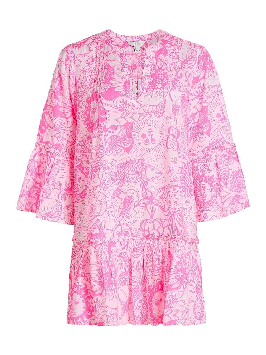 Women's Livana Printed Cover-Up Minidress - Cherry Blossom - Size XL