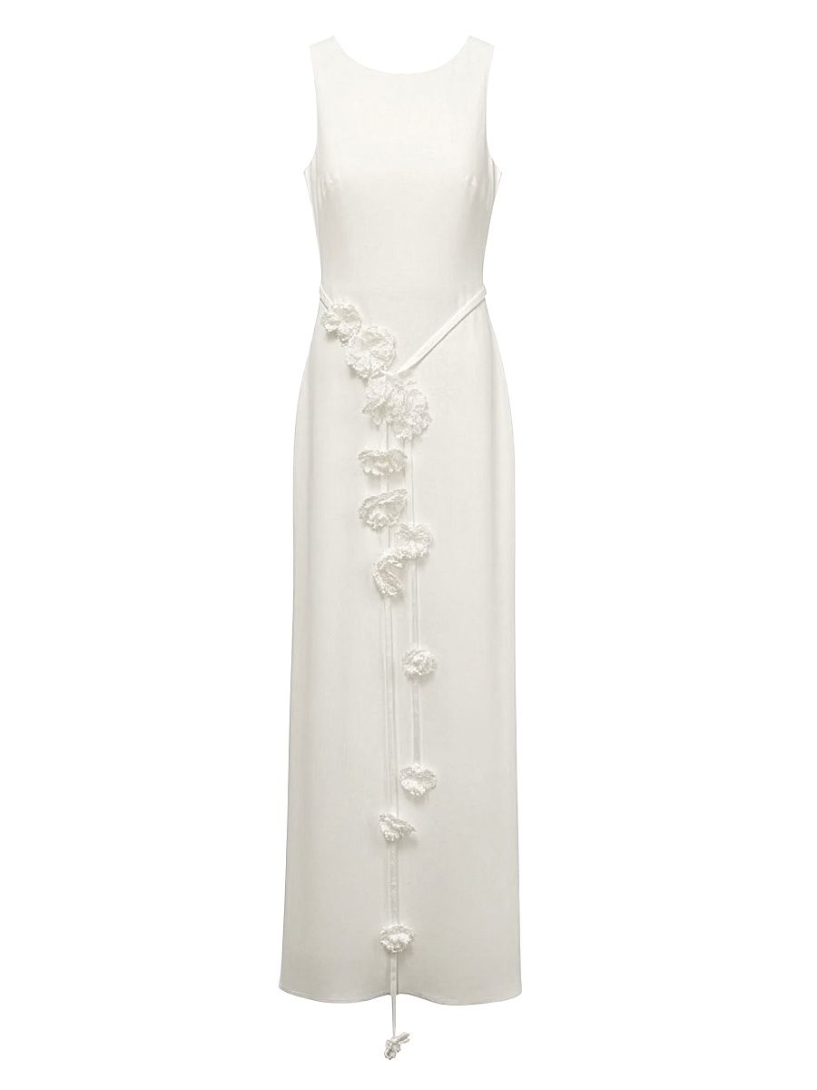 Women's Eloise Floral Applique Gown - White - Size XXL