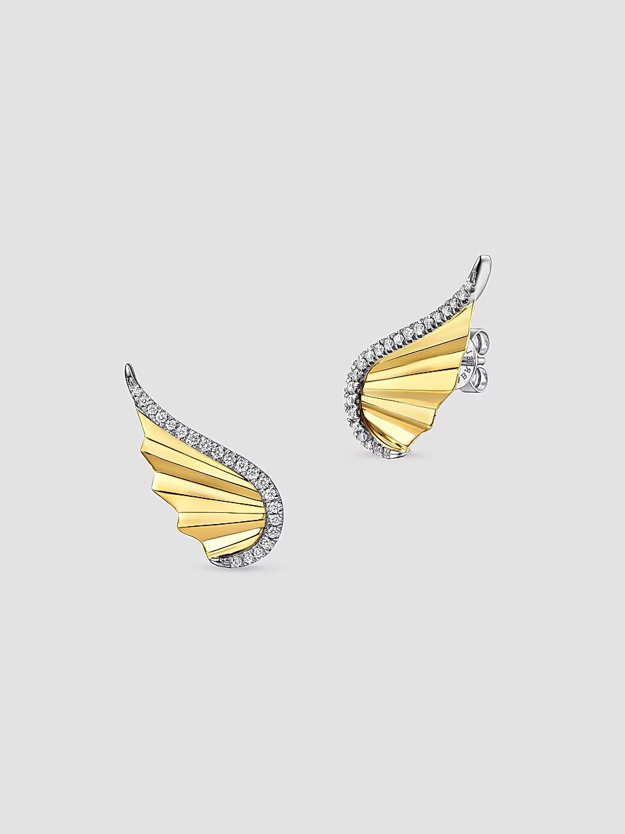 Gabriel & Co Women's Contemporary Two-Tone 14K Gold & 0.21 TCW Diamond Angel Wing Stud Earrings - Yellow Gold
