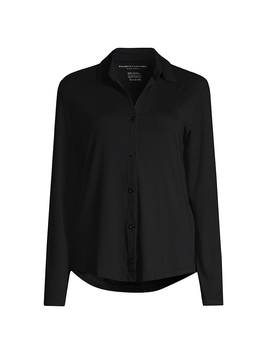 Women's Soft Touch Button-Up Shirt - Noir - Size Medium