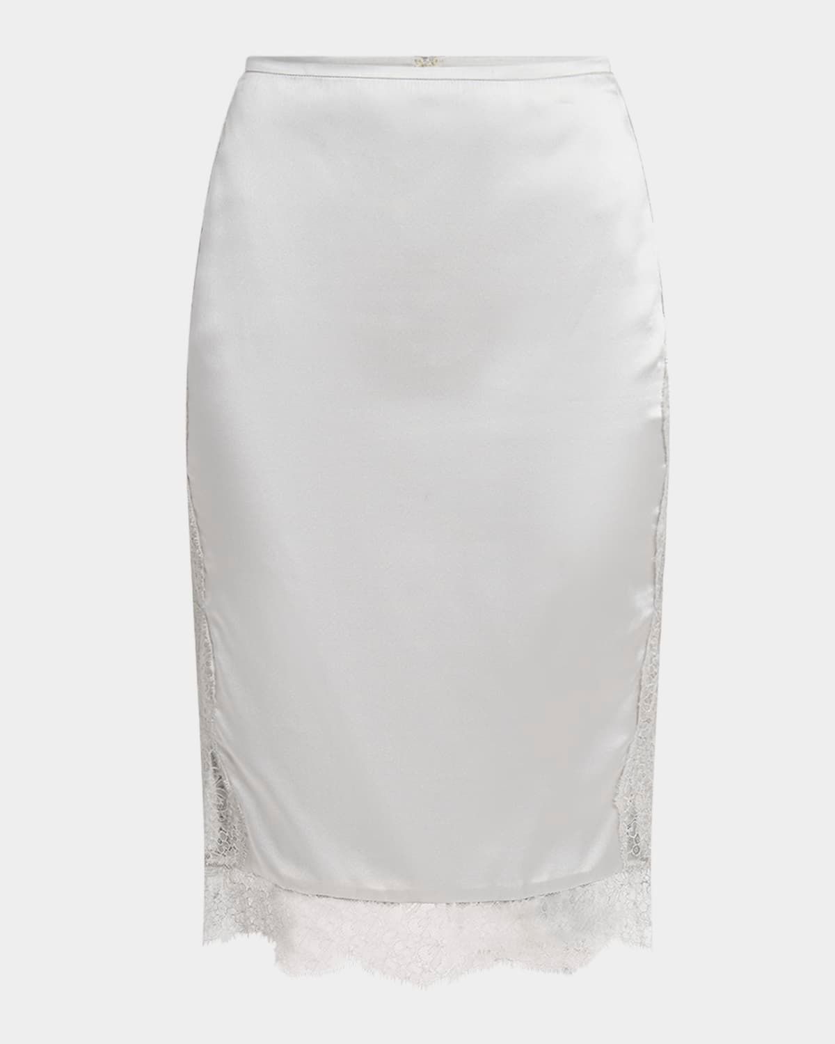 Lace-Inset Stretch Crepe Satin Skirt