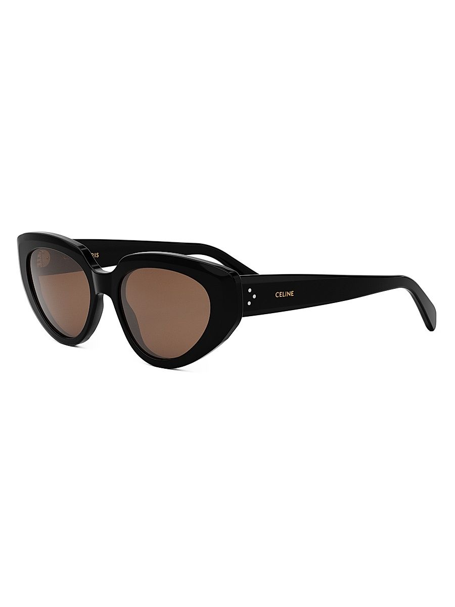 Women's Bold 3 Dots 54MM Cat-Eye Sunglasses - Black Warm Brown
