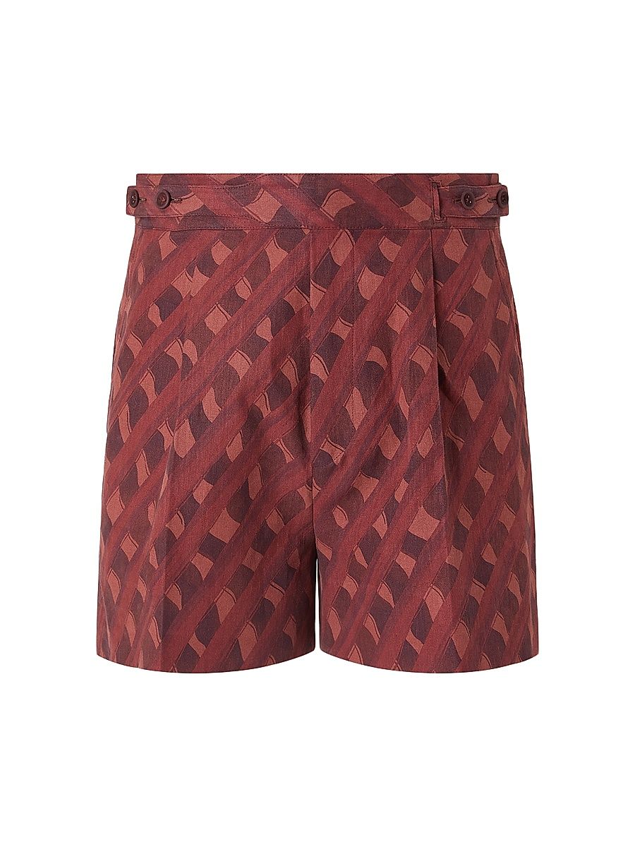 Men's Linen Shorts - Dark Burgundy - Size 40