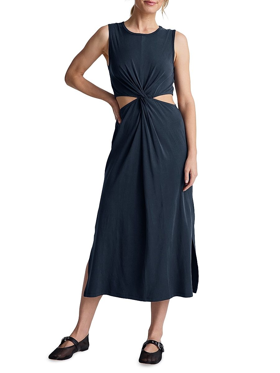 Women's Around the World Twist-Front Midi-Dress - Nocturnal Navy - Size Small
