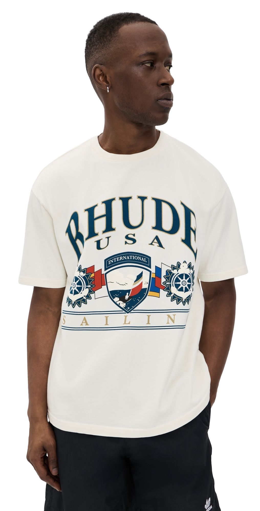 Rhude Usa Sailing Icon Tee Vintage White/Black XL