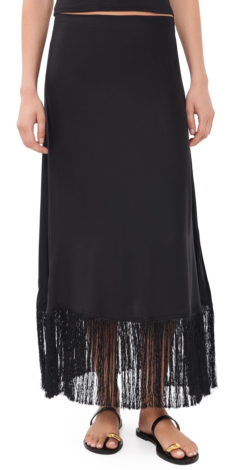 Natalie Martin Collection Anita Silk Skirt Black Fringe Silk XL