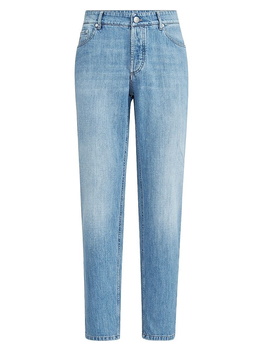 Men's Lightweight Denim Traditional Fit Five Pocket Jeans - Light Denim - Size 30