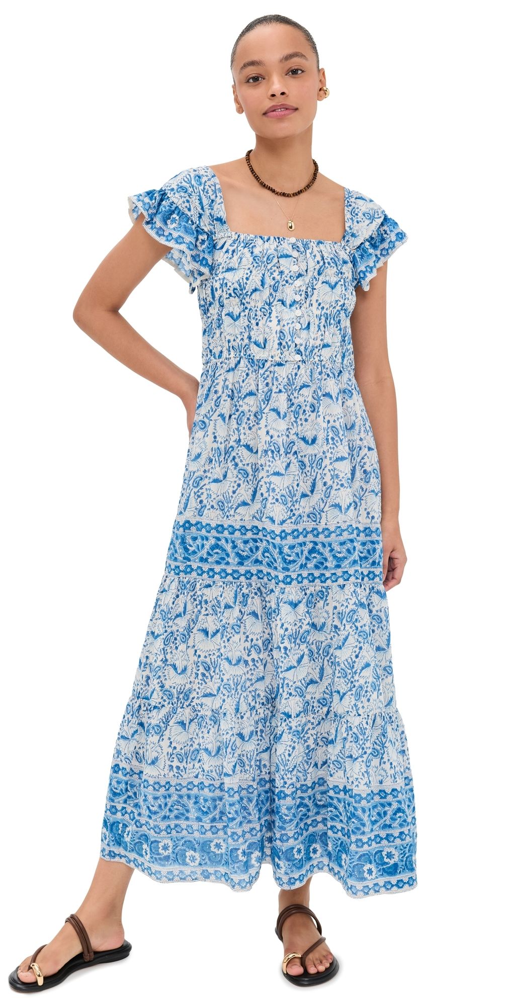 Bell Fleur Maxi Dress Blue Print M