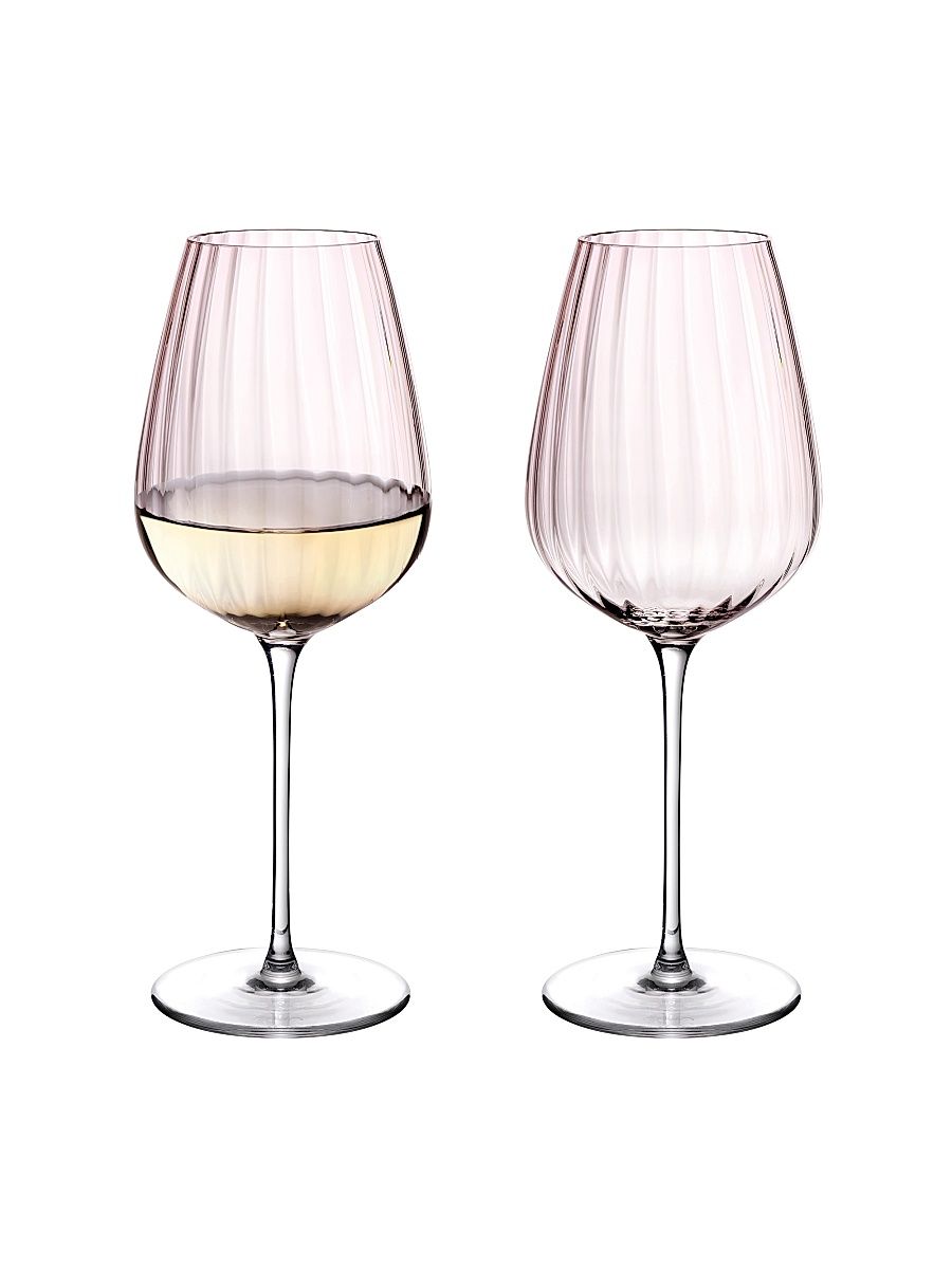 Round Up Dusty Rose 2-Piece White Wine Glass Set