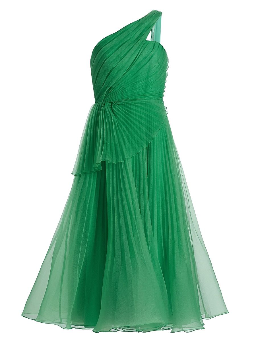 Women's Cece Pleated Organza One-Shoulder Cocktail Dress - Seafoam Drift - Size 16