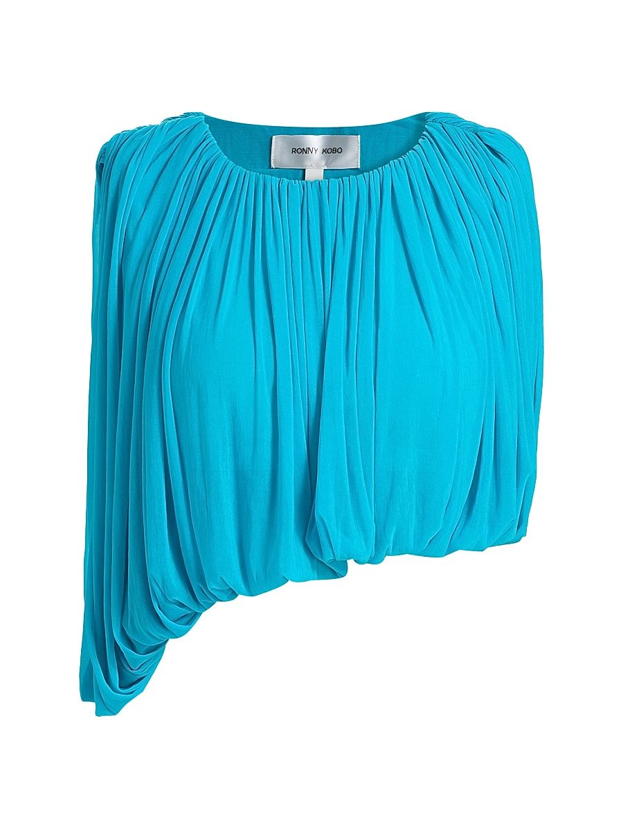 Women's Chelly Ruched Crop Top - Turquoise - Size XL